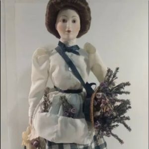 Vintage Franklin Mint Heirloom Doll “The Lavender Girl” Bisque Porcelain 15”